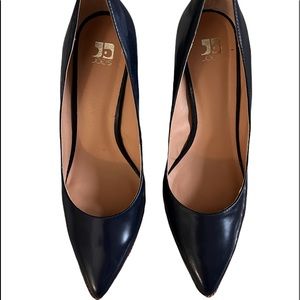 NWOT Joe’s Navy Blue Leather Stacked Heel - Size 9